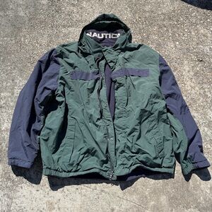 Vintage Nautica Colorblock Navy/Green Hooded Jacket